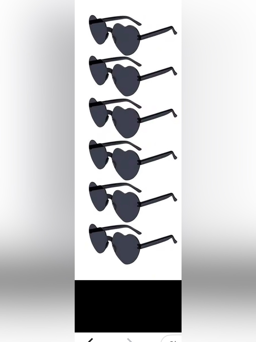 Black Heart-Shaped Sunglasses for Men - Pack of 6